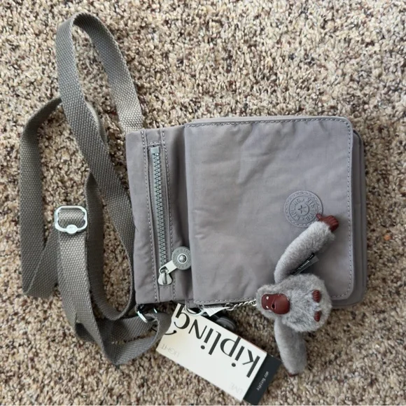 NWT Kipling “New Eldorado” Gray Tonal Crossbody Bag - Picture 2 of 7